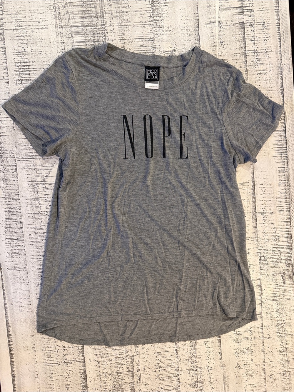 Modern Lux Gray Graphic 'NOPE' Short Sleeve Tee